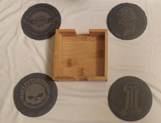 Harley Davidson Slate Coaster Set